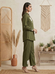 Emerald Grace Embroidered Cotton Kurta