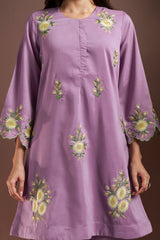Lilac Grace Embroidered Roman Silk Co-Ord Set