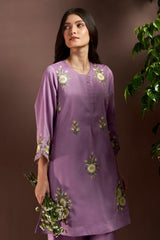 Lilac Grace Embroidered Roman Silk Co-Ord Set