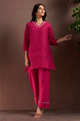 Rosewood Schiffli Cotton Co-Ord Set