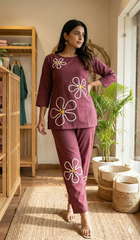 Maroon Bloom Handcrafted Cord Set