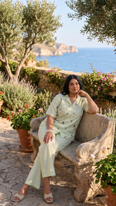 Premium Pista Green Embroidered Co-ord Set for Women | NV Fabric