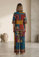 Women's Pure Gaji Viscose Co-ord Set | Trendy Abstract Print Two-Piece Suit