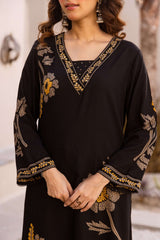 Elegant Black Pure Rayon Floral Kurta Set with Matching Palazzo | V-Neck Ethnic Wear for Women