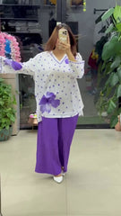 Ethnic Charm with Women’s Stylish Printed Purple Co-ord Set