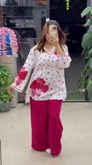 Ethnic Charm with Women’s Stylish Printed Maroon Co-ord Set