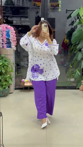 Ethnic Charm with Women’s Stylish Printed Purple Co-ord Set