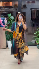 Midnight Botanical Georgette Co-ord Set - Luxury Resort Wear