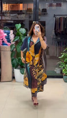 Midnight Botanical Georgette Co-ord Set - Luxury Resort Wear