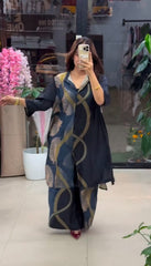 Vibrant Multi Black Abstract Print Georgette Co-ord Set