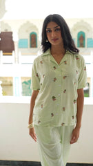 Premium Pista Green Embroidered Co-ord Set for Women | NV Fabric