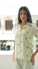 Premium Pista Green Embroidered Co-ord Set for Women | NV Fabric