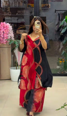 Vibrant Multi Black Abstract Print Georgette Co-ord Set