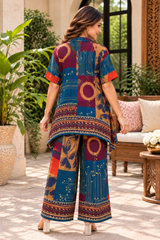 Premium Pure Gaji Cotton Co-ord Set – Comfortable Wear for Women Blue