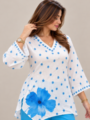 Ethnic Charm with Women’s Stylish Printed Blue Co-ord Set
