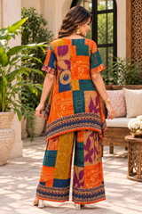 Premium Pure Gaji Cotton Co-ord Set – Comfortable Wear for Women Orange