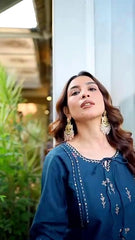 Women's Blue Cotton Co Ord Set For Women