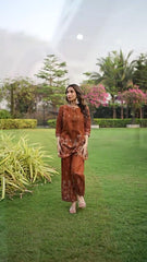 Women's Brown Cotton Co Ord Set For Women