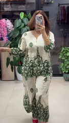 Women Stylish Green Printed Co-ord Set