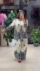 Women Stylish Navy Blue Printed Co-ord Set