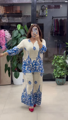 Women Stylish Blue Printed Co-ord Set