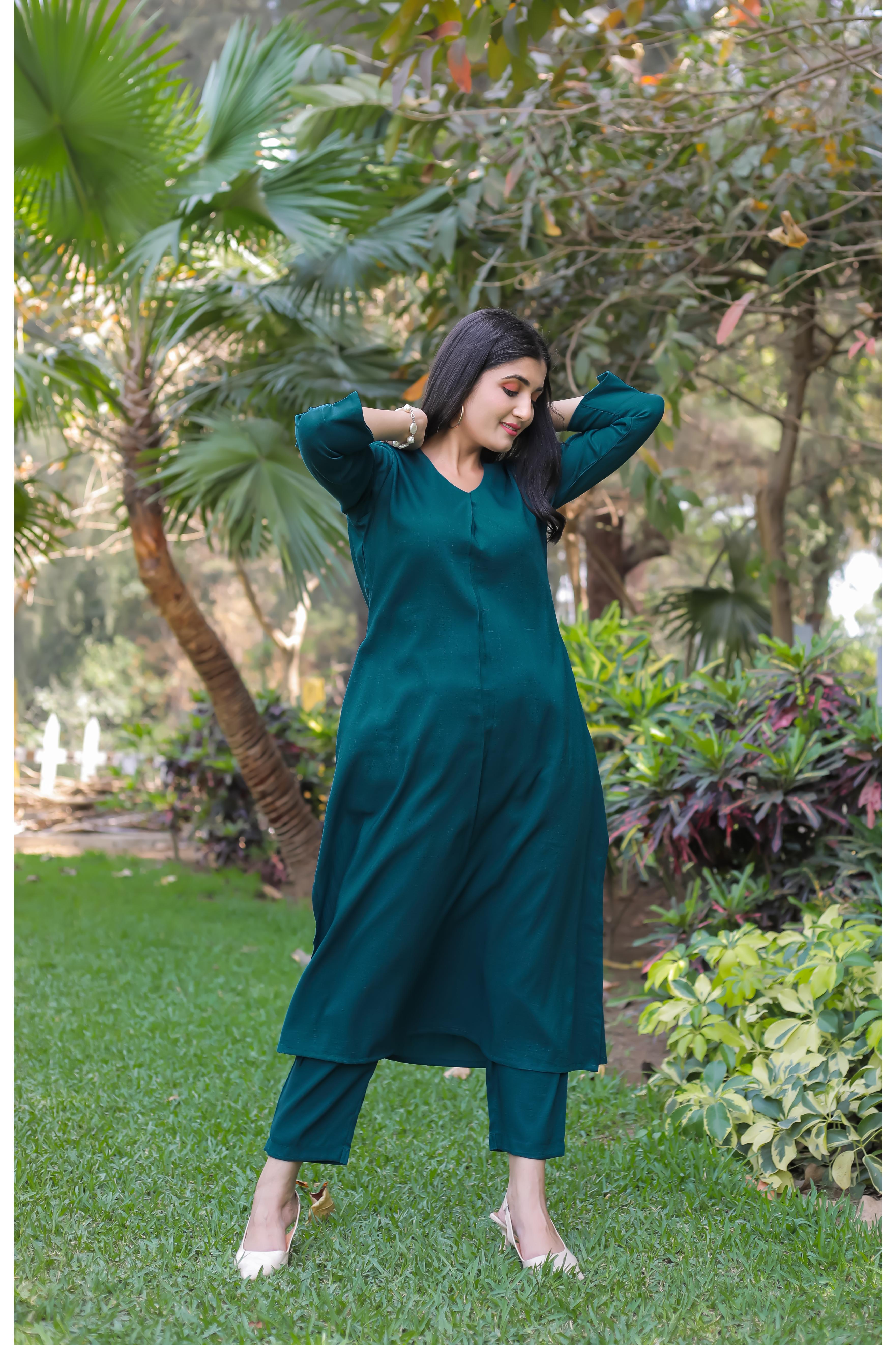 Teal Tranquility Modal V-Neckline Co-ord Set