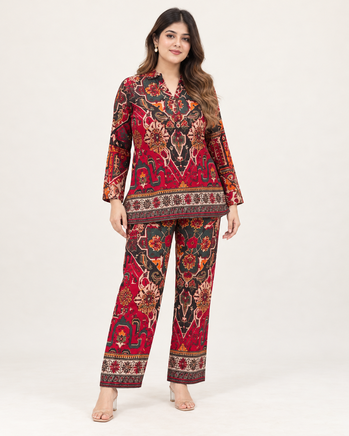 Printed Asymmetric Top With Palazzo Set