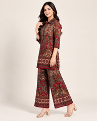 Printed Asymmetric Top With Palazzo Set