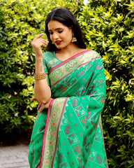 Zari Green Patola Silk Classic Saree