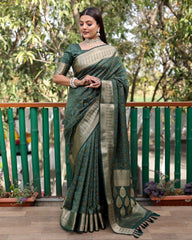 DARK GREEN WOVEN PATOLA SILK SAREE