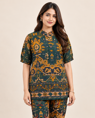 Printed Asymmetric Top With Palazzo Set