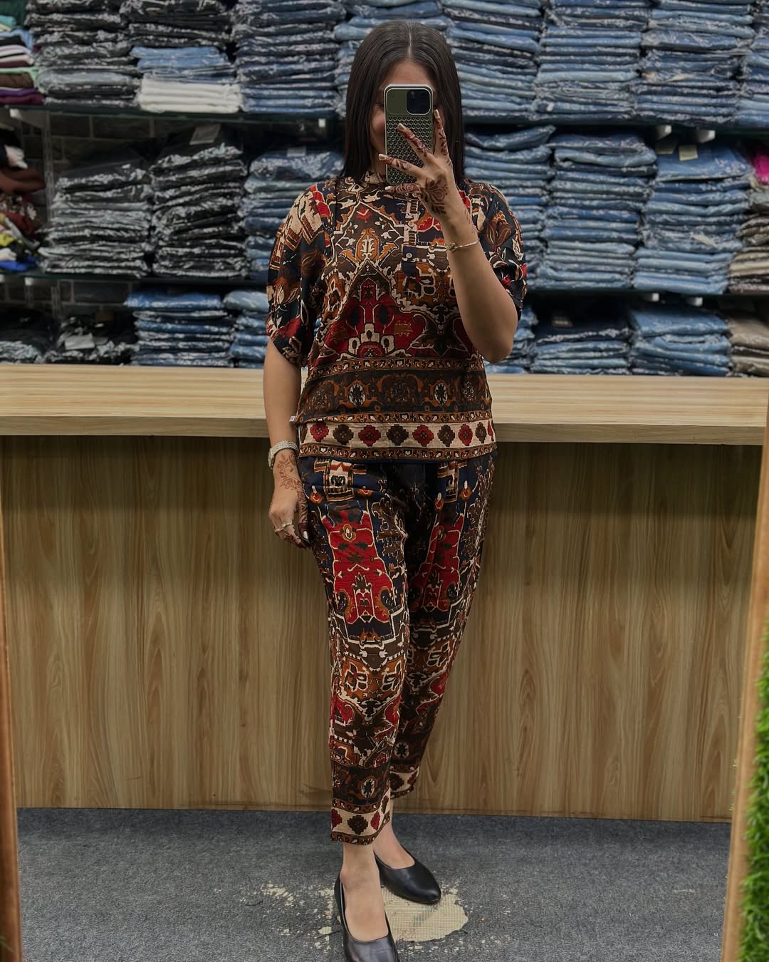 Printed Asymmetric Top With Palazzo Set