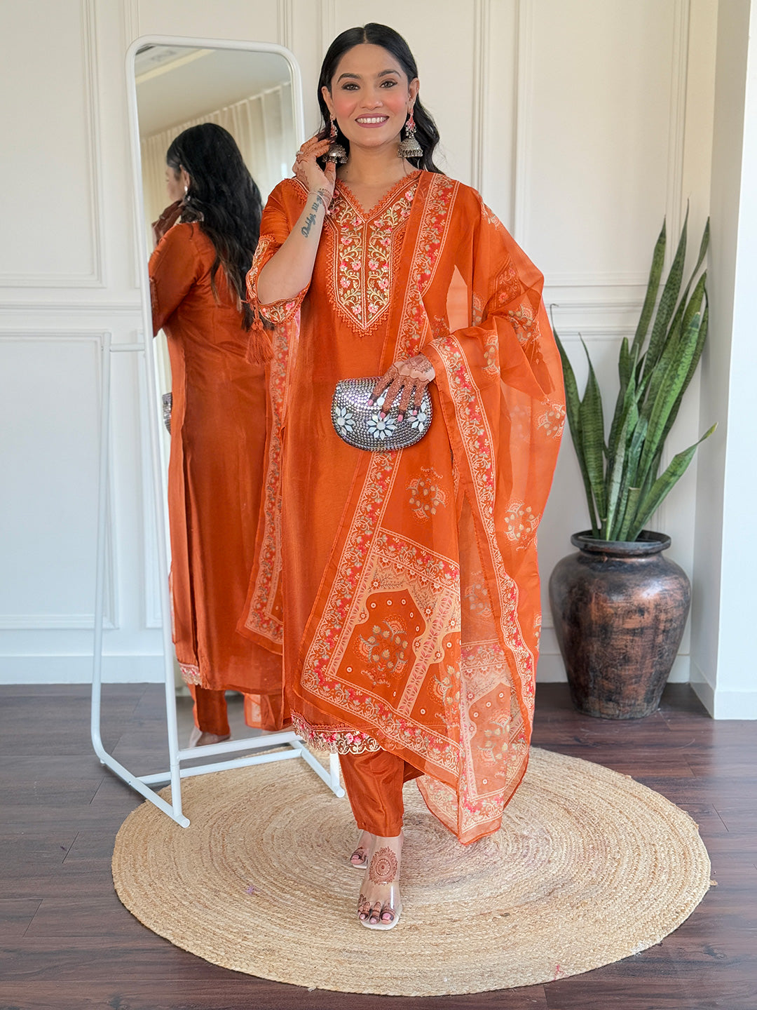 Kesari Noor Embroidered Kurta Set with Jacquard Dupatta