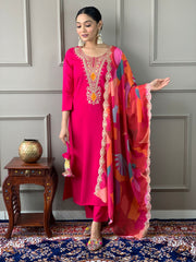 Gulnaar Rani Embroidered Kurta Set with Printed Dupatta