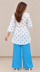 Ethnic Charm with Women’s Stylish Printed Blue Co-ord Set