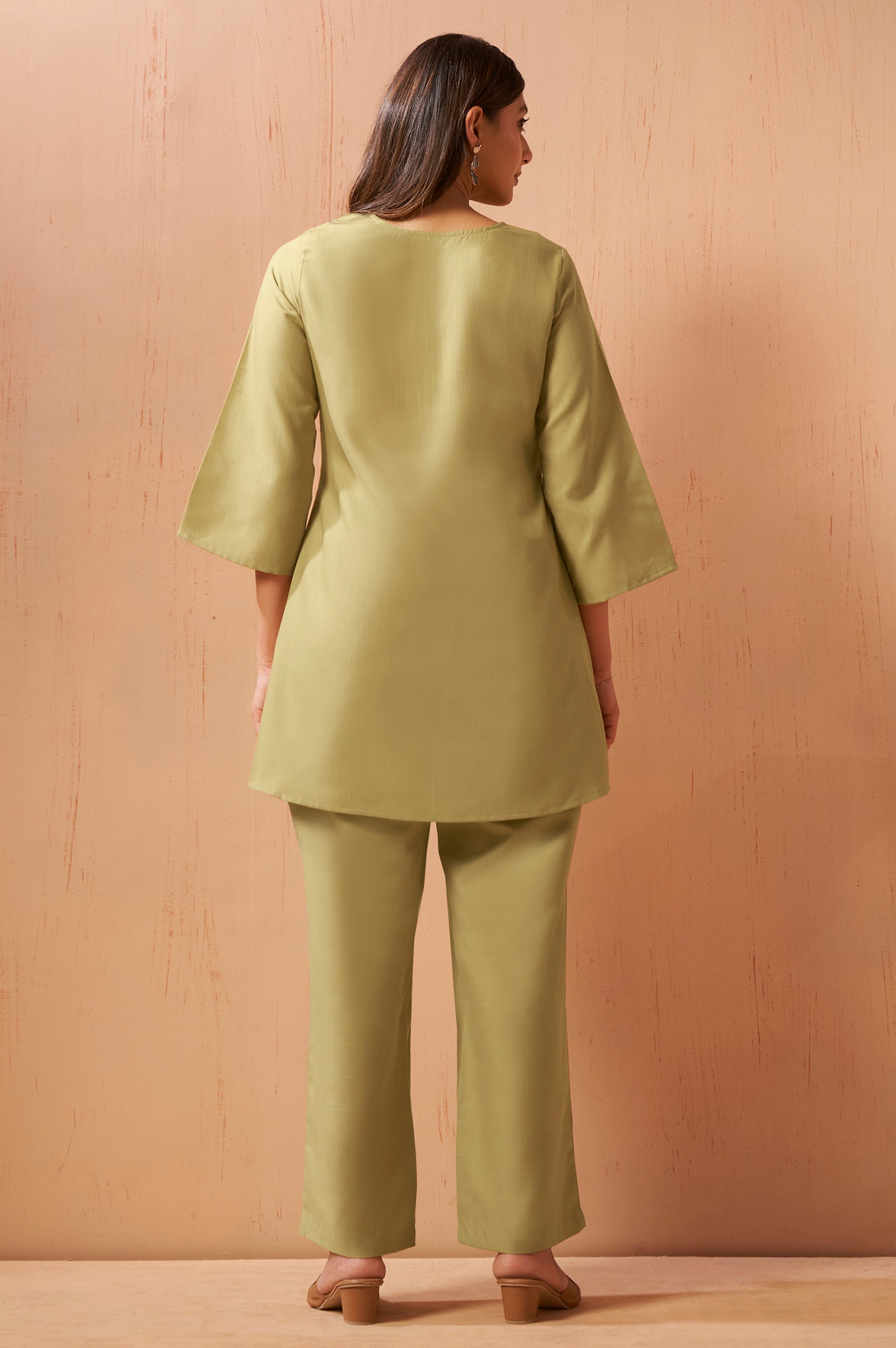 Green Embroidered Mirror Work Co-Ord Set