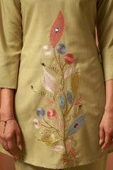 Green Embroidered Mirror Work Co-Ord Set