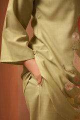 Green Embroidered Mirror Work Co-Ord Set