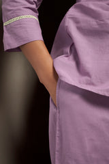 Women's Pure Cotton Bird Embroidered Straight Kurta with Solid Pure Cotton Pants