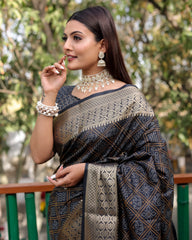 METAL BLACK WOVEN PATOLA SILK SAREE