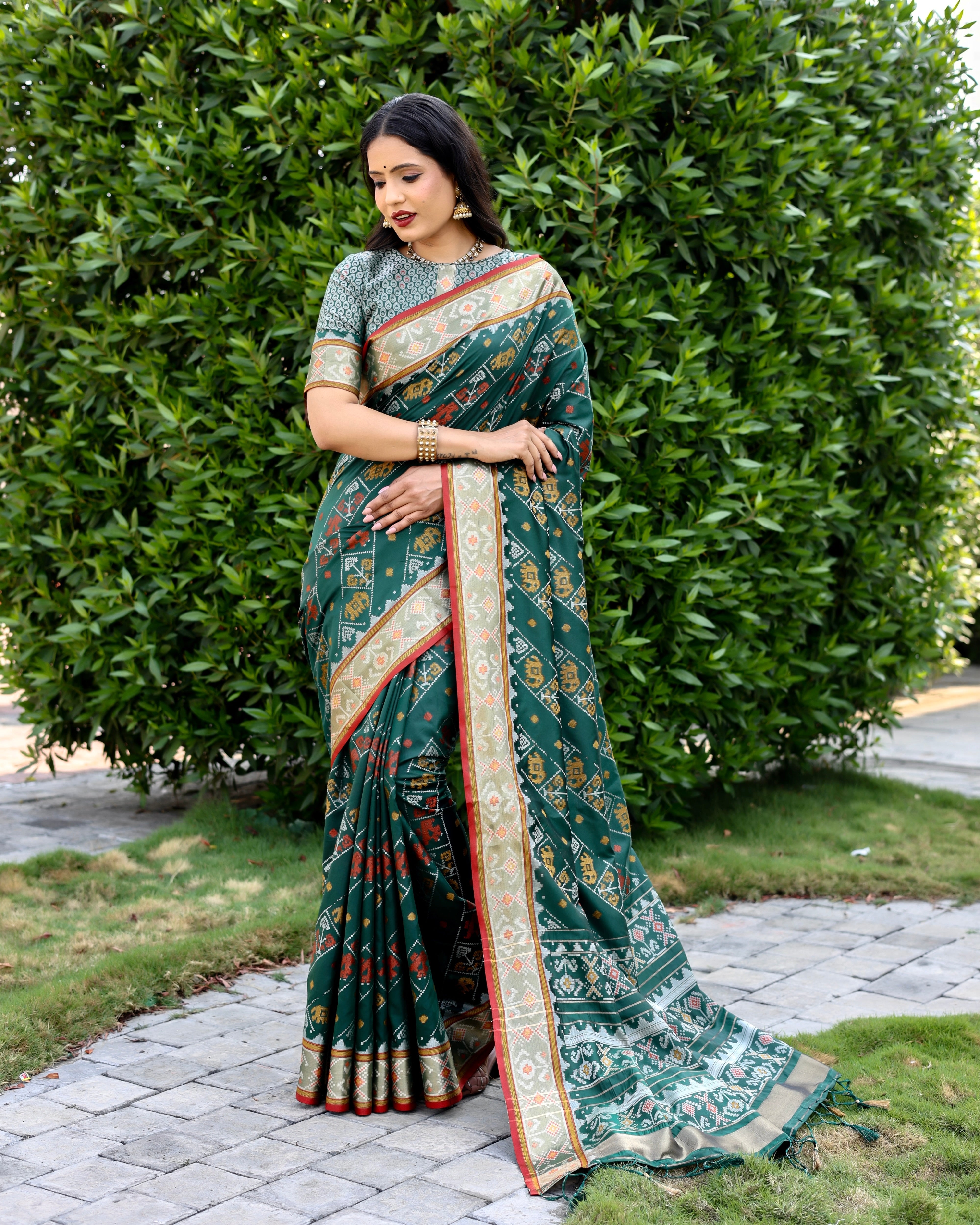 Patola Silk Green Weaving Classic Saree