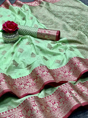 Self Design Paithani Pure Silk Green Saree