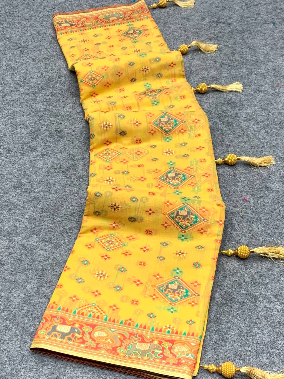 Mustard Yellow Cotton Broad Border Casual Wear Saree