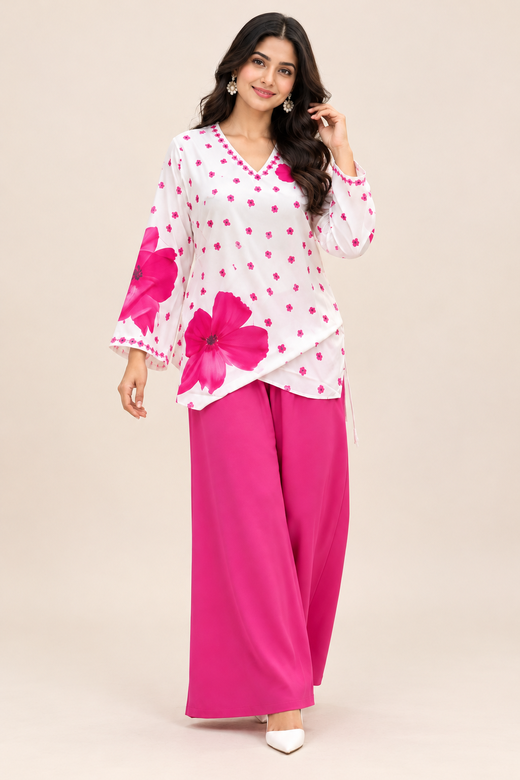 Ethnic Charm with Women’s Stylish Printed Pink Co-ord Set