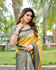 Gorgeous Traditional Kanjivaram Yellow Sarees For Special Occasion