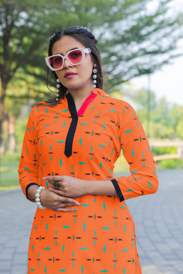 Orange Women Printed Co-Ord Set