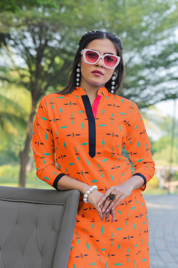 Orange Women Printed Co-Ord Set