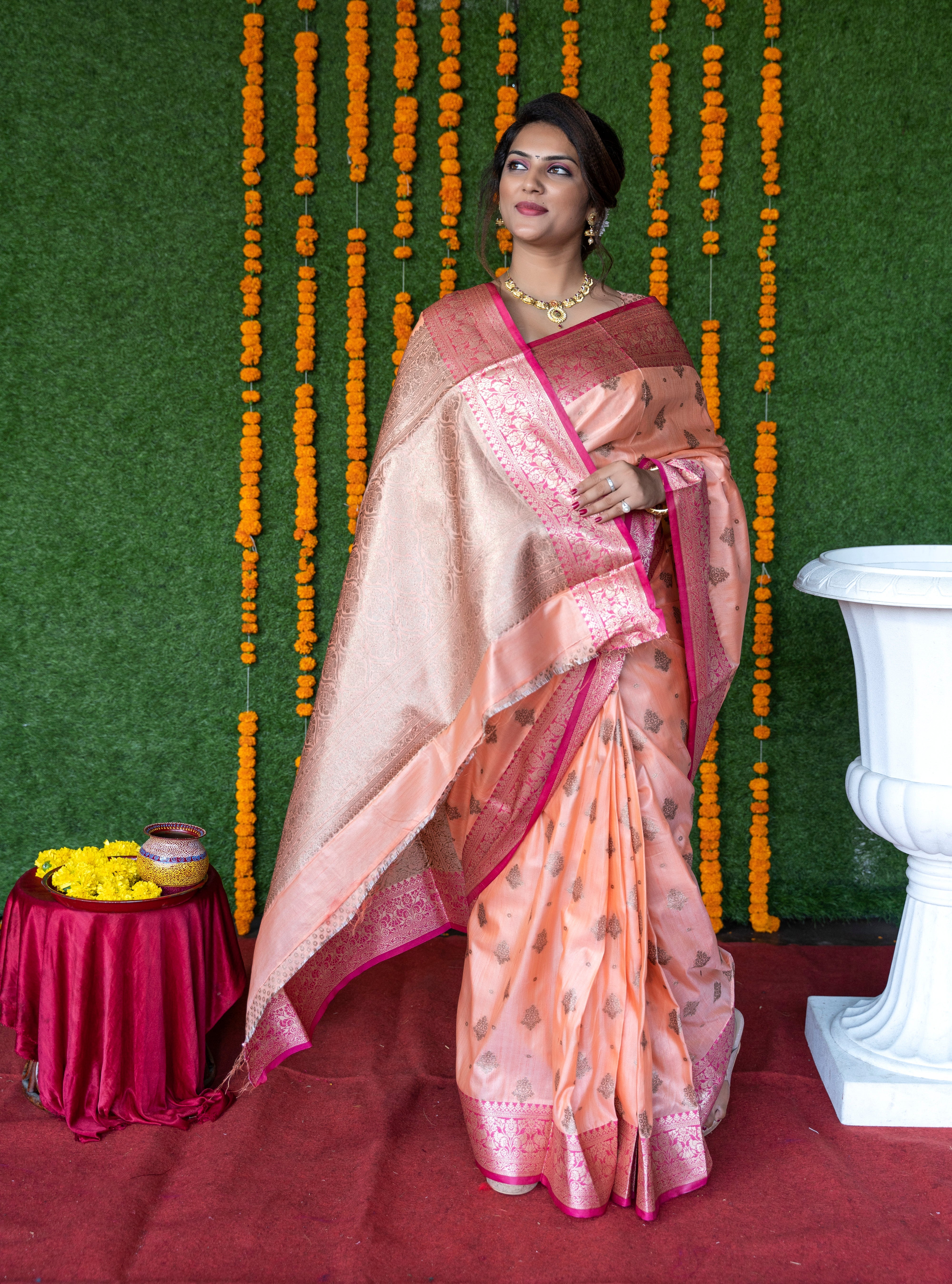 Self Design Paithani Pure Silk Magenta Saree