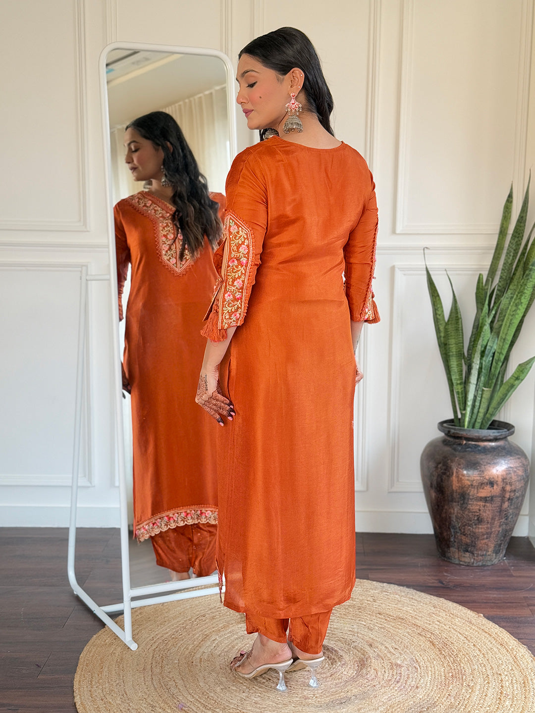 Kesari Noor Embroidered Kurta Set with Jacquard Dupatta