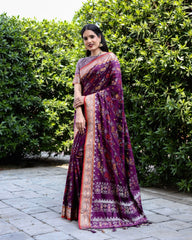 Purple Reception Patola Silk Trendy Saree